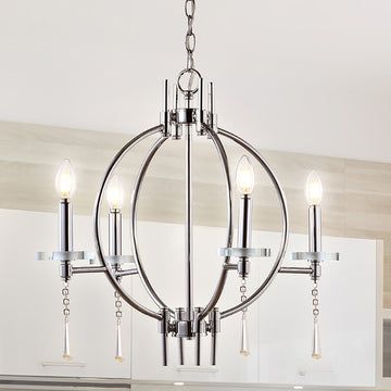 Laura 23" Crystal/Metal LED Chandelier - JONATHAN Y